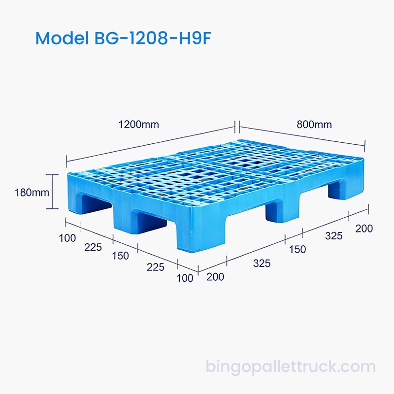 1200x800 mm 9-kraka HDPE plastična paleta za teške uvjete rada za logistiku