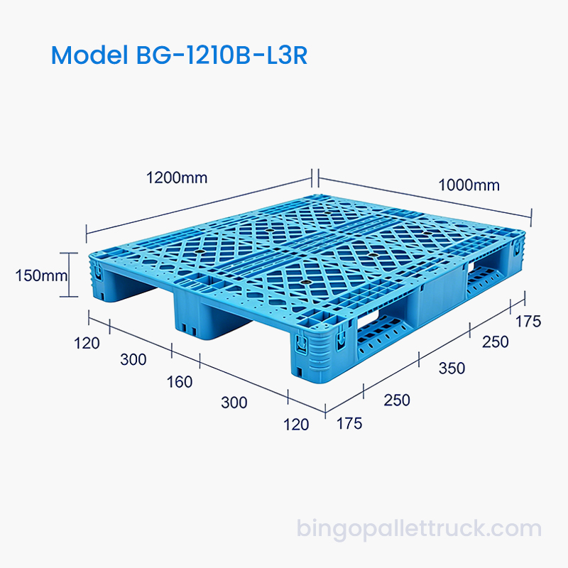 1200x1000 mm plastična paleta s čeličnim ojačanjem za skladište