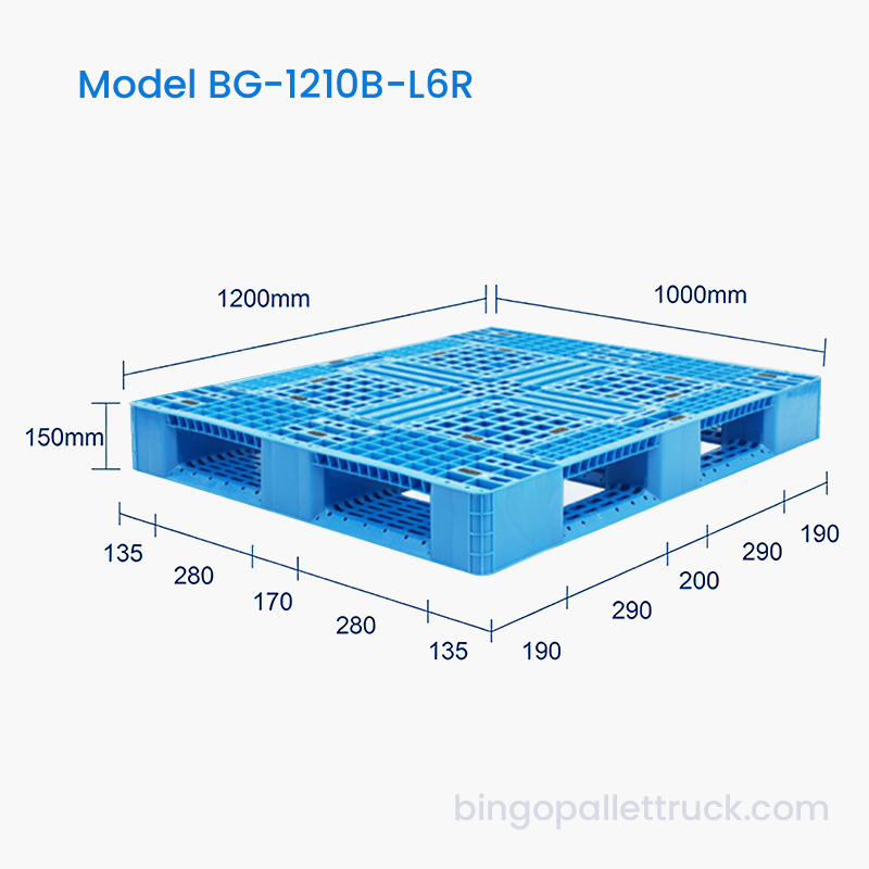 1200×1000 mm laka plastična paleta sa šest vodilica