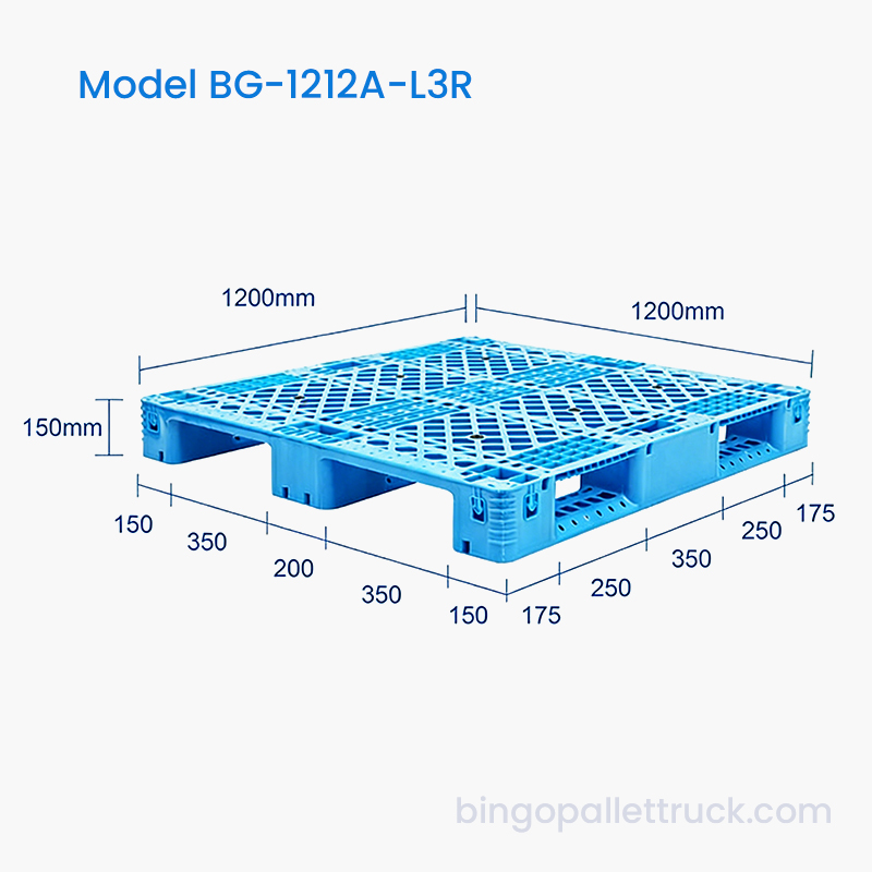 Isplativa paleta 1200x1200 mm s 3 vodilice s čeličnim šipkama i pouzdanim kapacitetom opterećenja