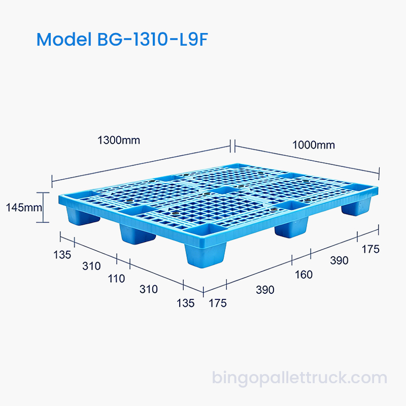 Laka plastična paleta visoke čvrstoće 1300x1000 mm s 9 krakova za logistiku