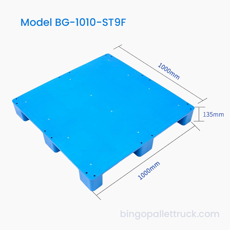 1000x1000 mm HDPE plastična paleta s ravnim vrhom i 9 nogu