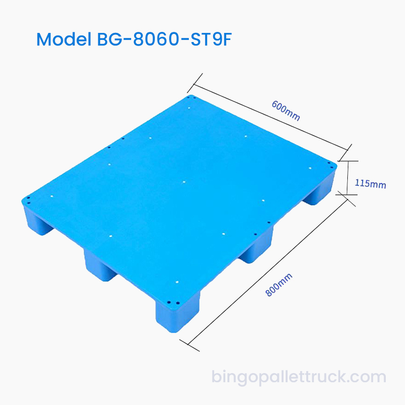 800×600 mm Lagana plastična paleta s čvrstim vrhom i 9 nogu