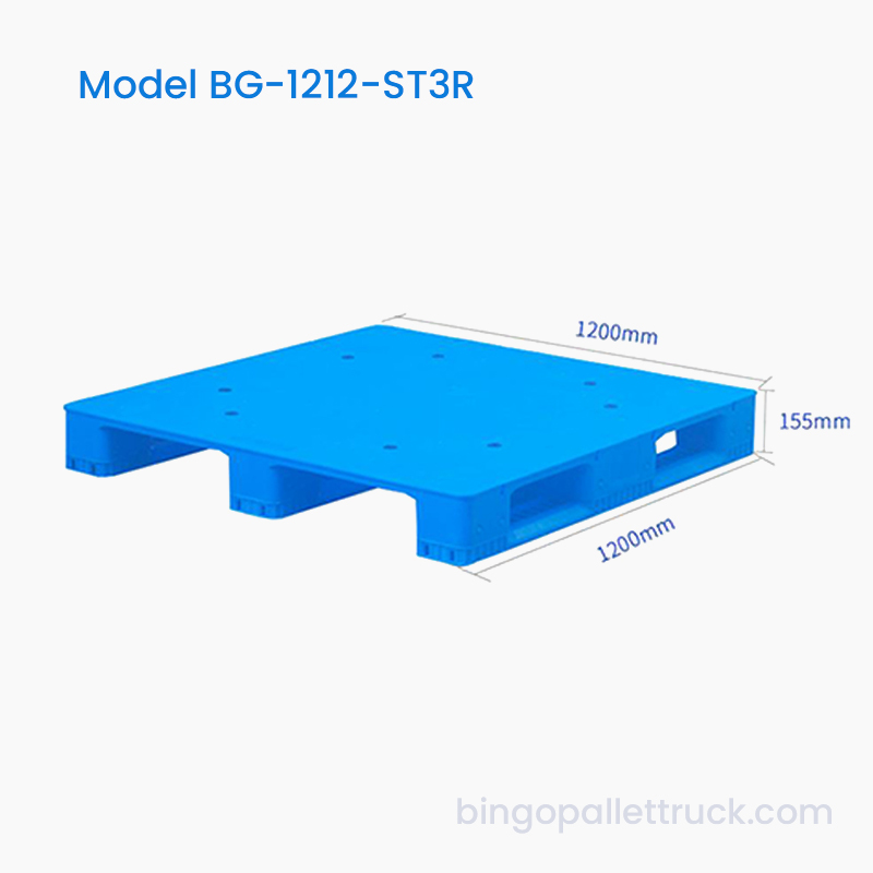 1200x1200 mm puna plastična paleta s tri vodilice za tešku logistiku