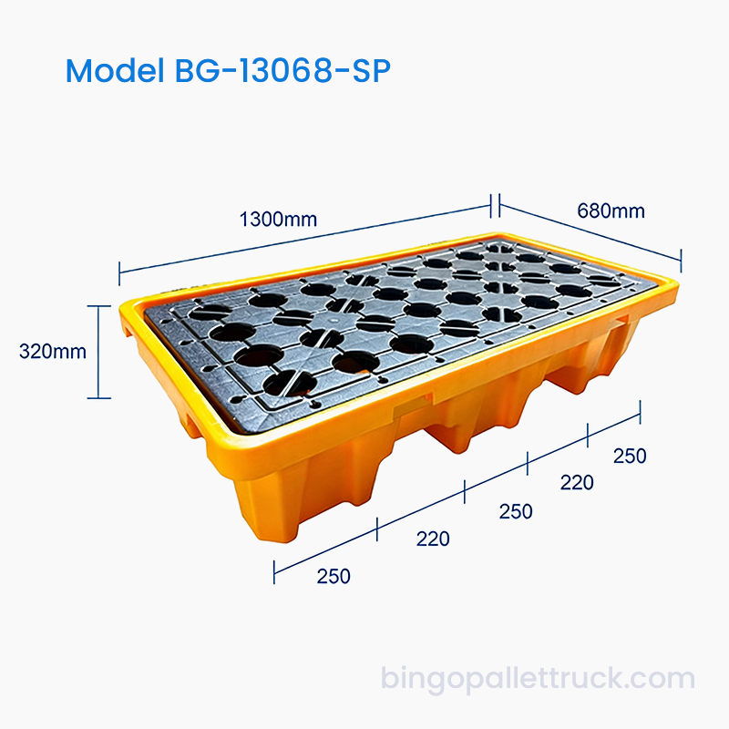 1300 × 680 mm paleta za zadržavanje prolijevanja za industrijsko skladištenje kemikalija